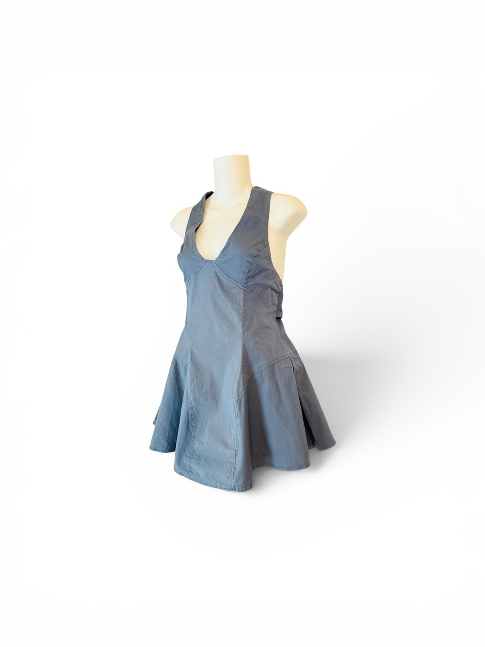 Free People Summer Boho Mini dress Open Back Crisscross adjustable Slate Blue S - Picture 2 of 15